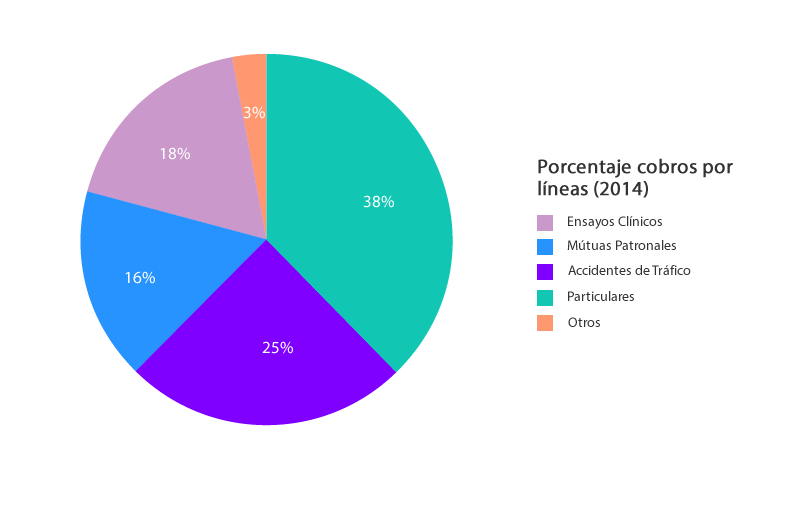 2013: Porcentaje cobros por líneas