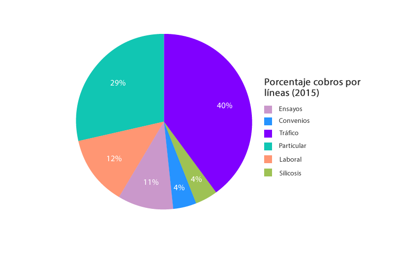 2013: Porcentaje cobros por líneas